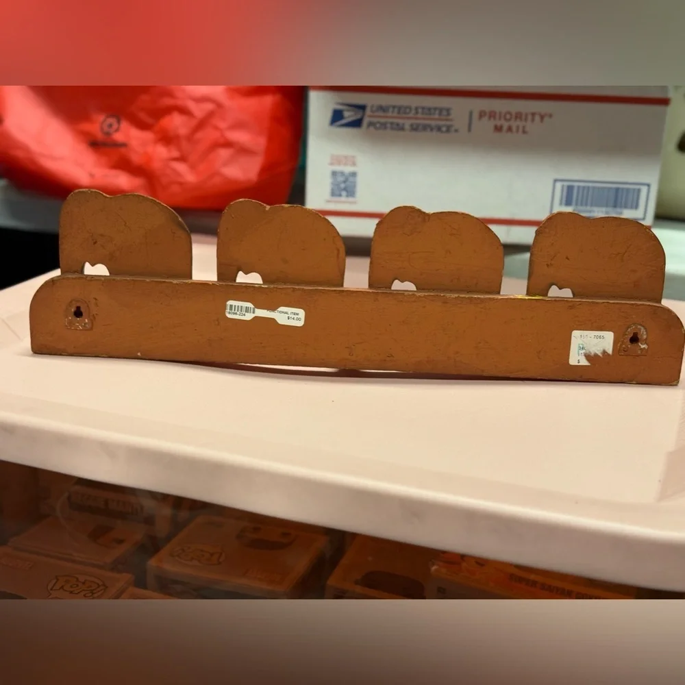 Red elephants wood coat hanger
